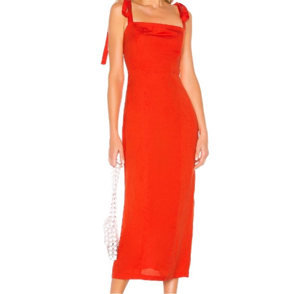 Gorgeous red-orange linen Capulet midi dress - size small